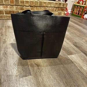 Neimans Black Leather Tote Bag